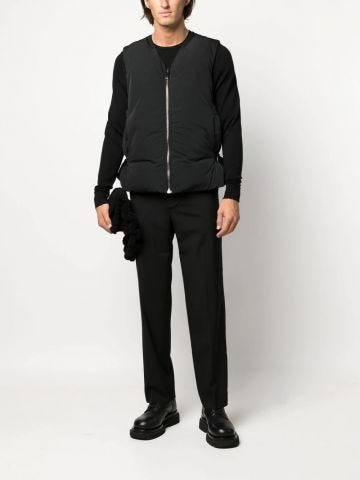 Black padded waistcoat with V-neck