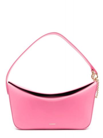 Pink shoulder bag with logo and gold details