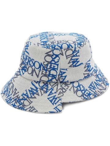 Bucket hat with multicoloured logo print