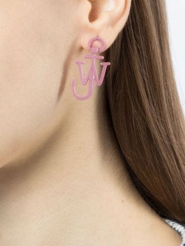 Asymmetrical silver and pink Anchor earrings