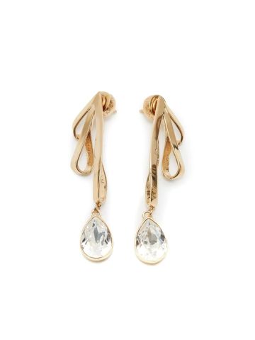 Gold earrings with crystal pendant