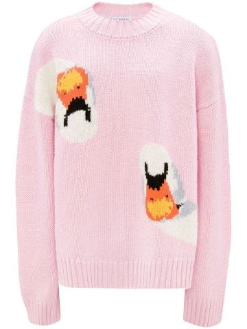 Pink pullover with embroidery