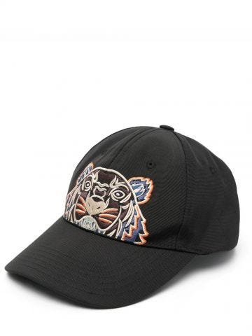 Cappello da baseball nero con ricamo Tiger Head