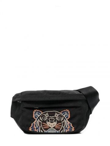 Tiger Head embroidery black Belt Bag