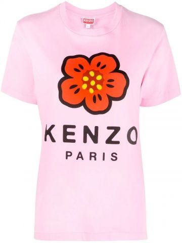T-shirt Boke Flower rosa con stampa logo