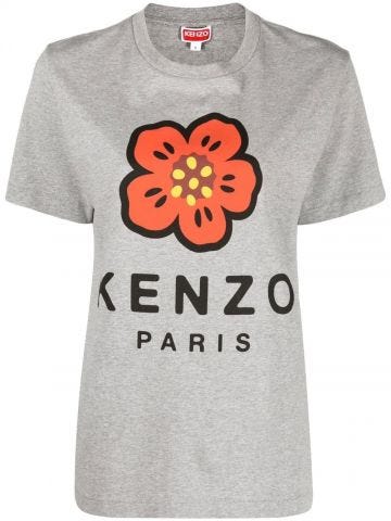 T-shirt Boke Flower grigia con stampa logo