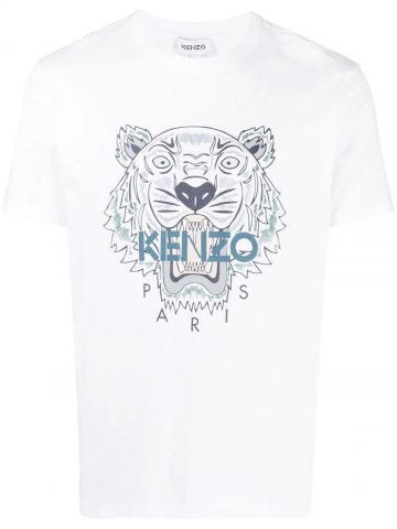 T-shirt bianca con stampa Tiger Head