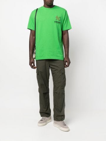 Green logo-embroidered cotton T-shirt