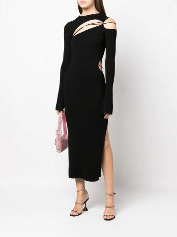 Black midi dress with cut-out detail