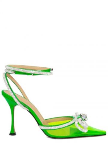 Fluo green PVC Décolleté with strap and double bow