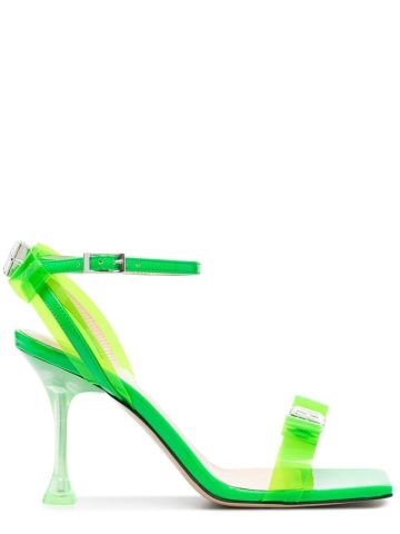 Sandali verde fluo a punta aperta in pvc con fiocco