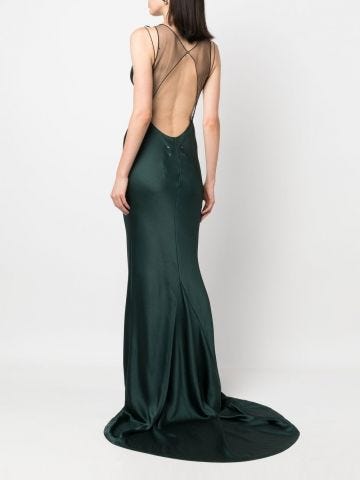 Forest green backless fishtail gown