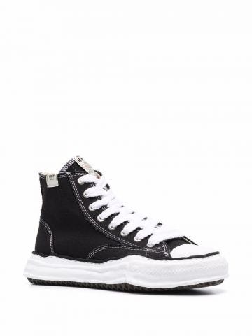 Black high-top lace-up sneakers