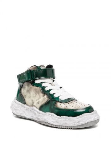 Green and white Wayne high-top sneakers