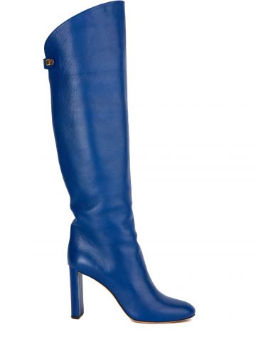 Stivali Adriana con tacco alto in nappa blu