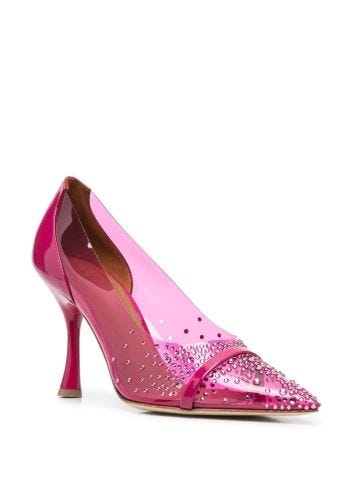 Pink pvc pump embellished with crystals