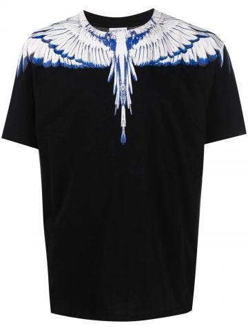 Black Icon-Wings motif T-shirt