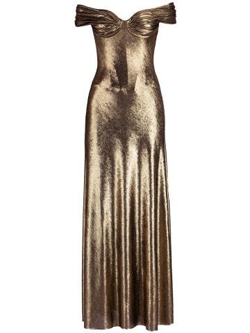 Tyra Maxi gold strapless long dress
