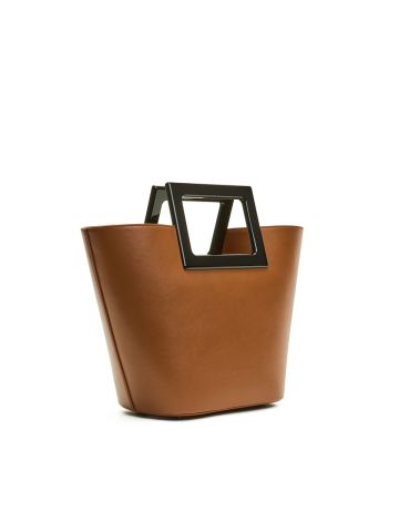 Brown mini Riviera nappa leather bag with square handle