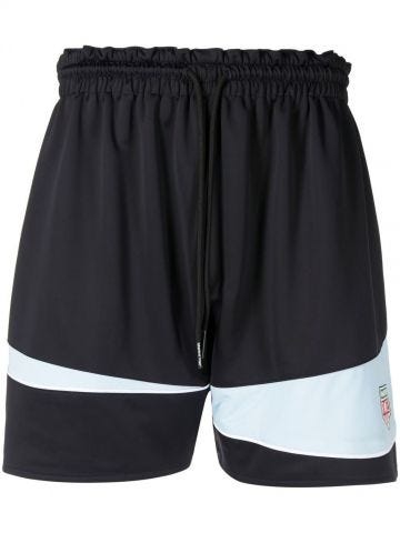 Shorts blu navy sportivi con design color-block