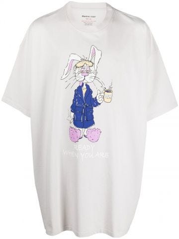 T-shirt bianca Bunny con stampa
