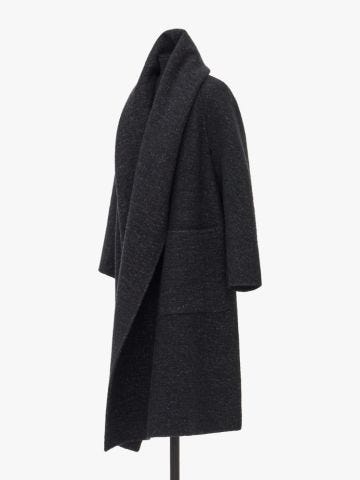 Black wool and cashmere midi coat with pockets