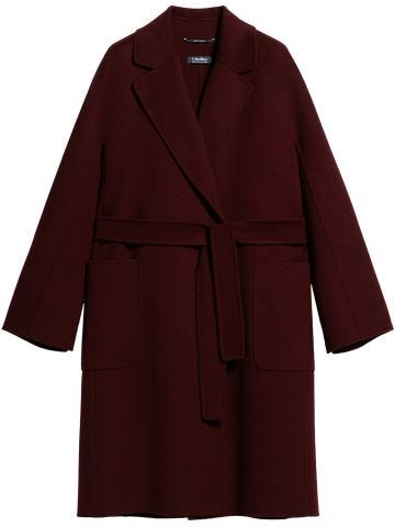 Zeus burgundy midi coat with belt