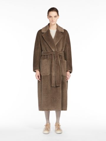Malesia brown long coat with belt