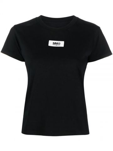 T-shirt nera con patch logo