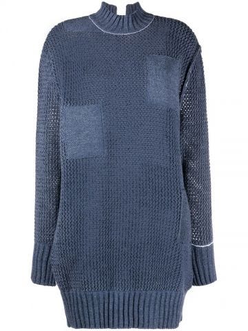 Blue patchwork-pattern jumper