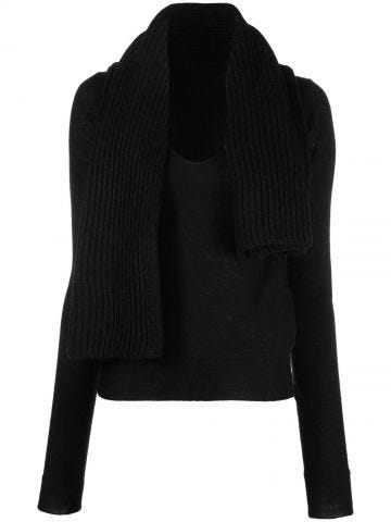 Black scarf-collar detail jumper