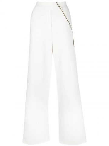 White cotton pants with print