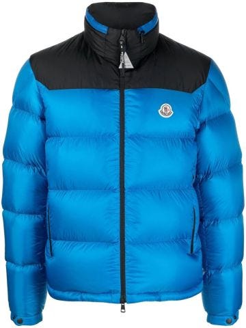 Blue down jacket with logo