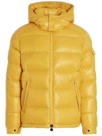 Yellow Maya short down jacket with hood