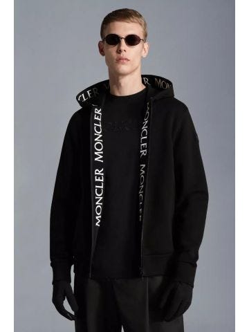 Black hooded Sweatshirt with zip and logo