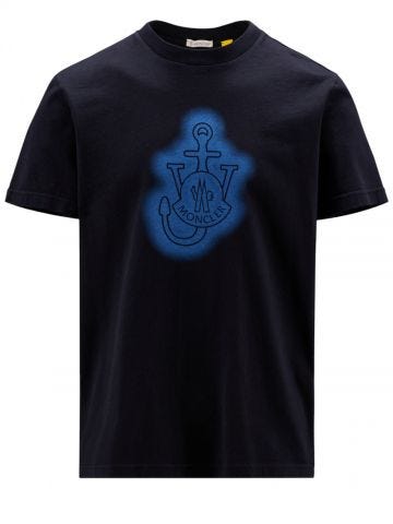 1 Moncler JW Anderson T-shirt blu con stampa logo