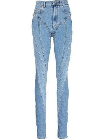 Blue seam detail skinny jeans