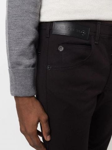 Black logo-patch slim fit jeans