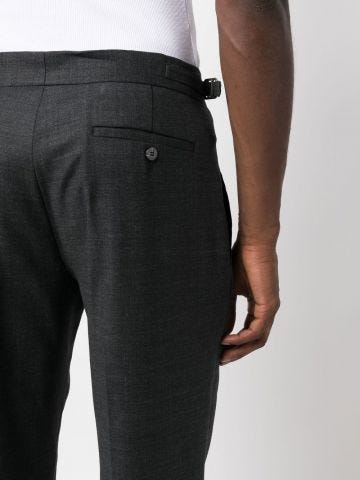 Grey side buckle-detail tailored trousers