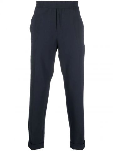 Dark navy slim-fit tailored trousers