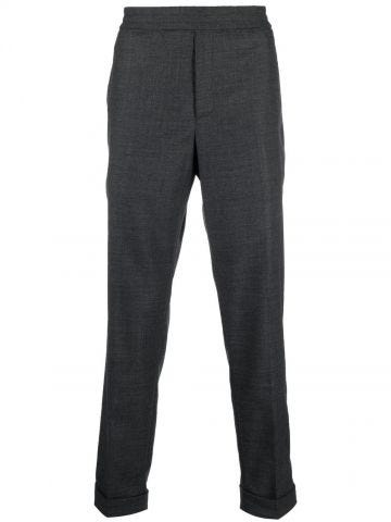 Grey slim-fit tailored trousers