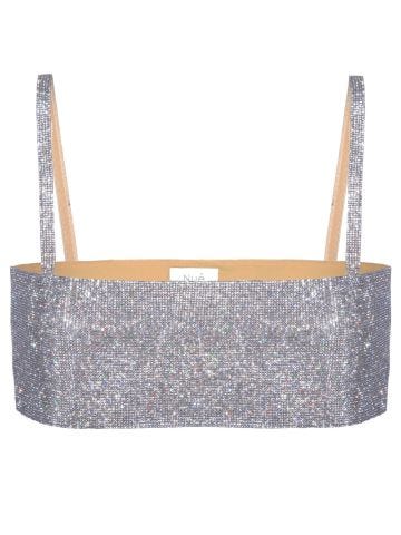 Charlotte silver bandeau top with rhinestones