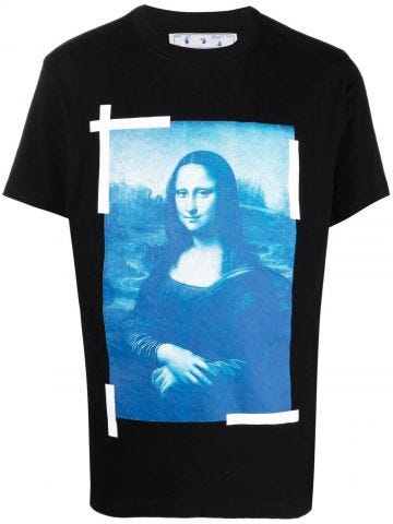 Monalisa print black T-shirt