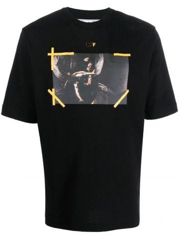 T-shirt nera con stampa Caravaggio