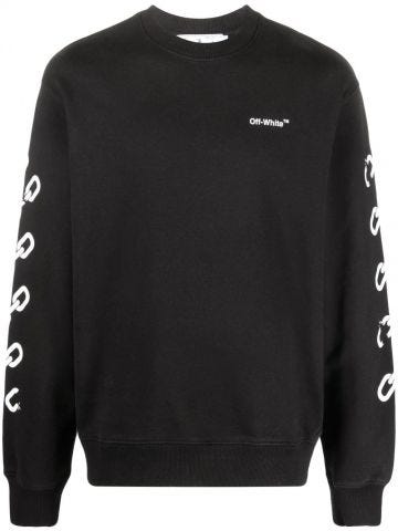 Black chain linke Arrow-print cotton sweatshirt