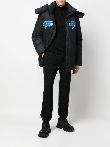 Black logo-patch padded short jacket