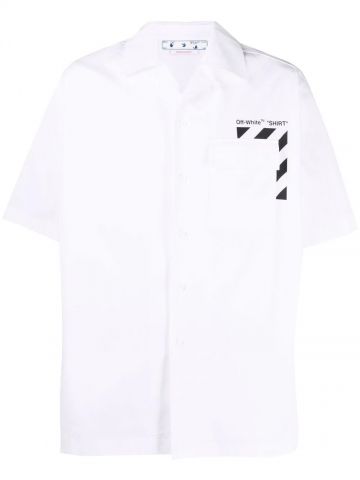 Diag-stripe print white Shirt