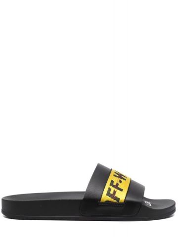 Logo print black Industrial slides Sandals