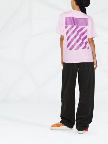 Diag-stripe print pink T-shirt