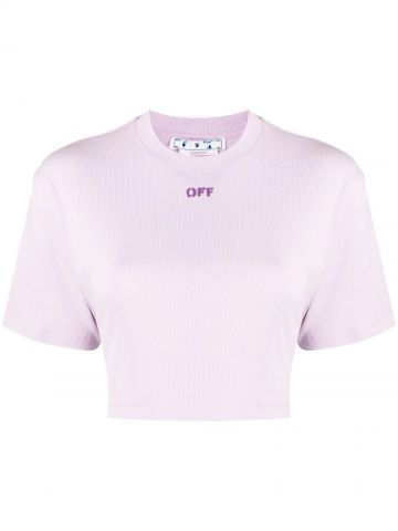 Pink Off Stamp cropped T-shirt